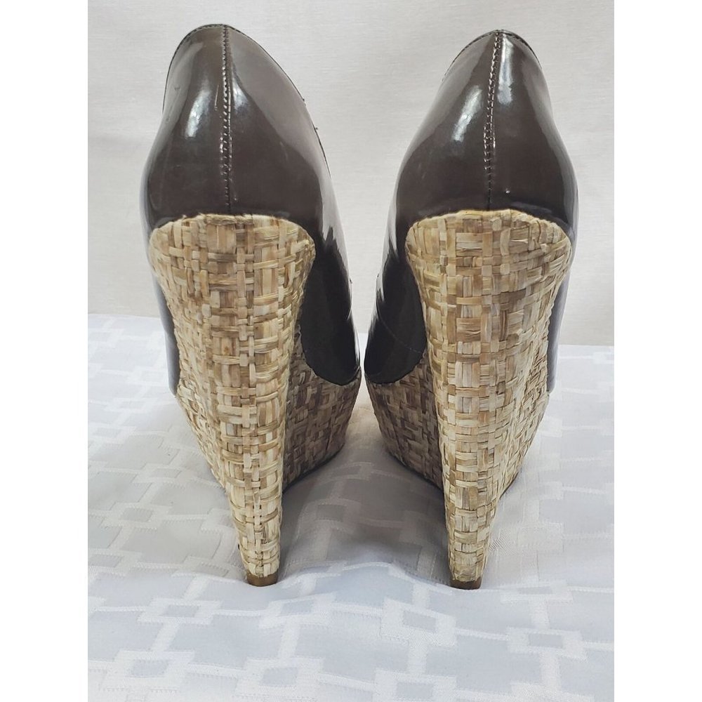 Steve Madden Taupe Brown Patent Wedge Heel Size 6 Pre-owned High Platform - Picture 5 of 9